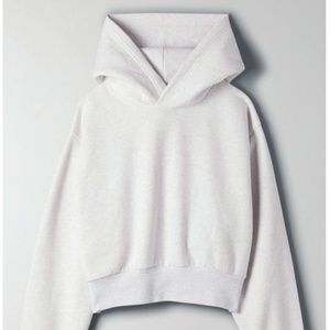 Artizia TNA Cozy Fleece Perfect Shrunken Hoodie S Heather Cloud White